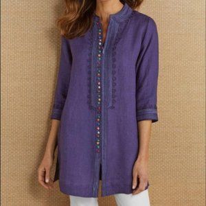 Soft Surroundings purple desert boho embroidered 3/4 sleeve tunic 1x